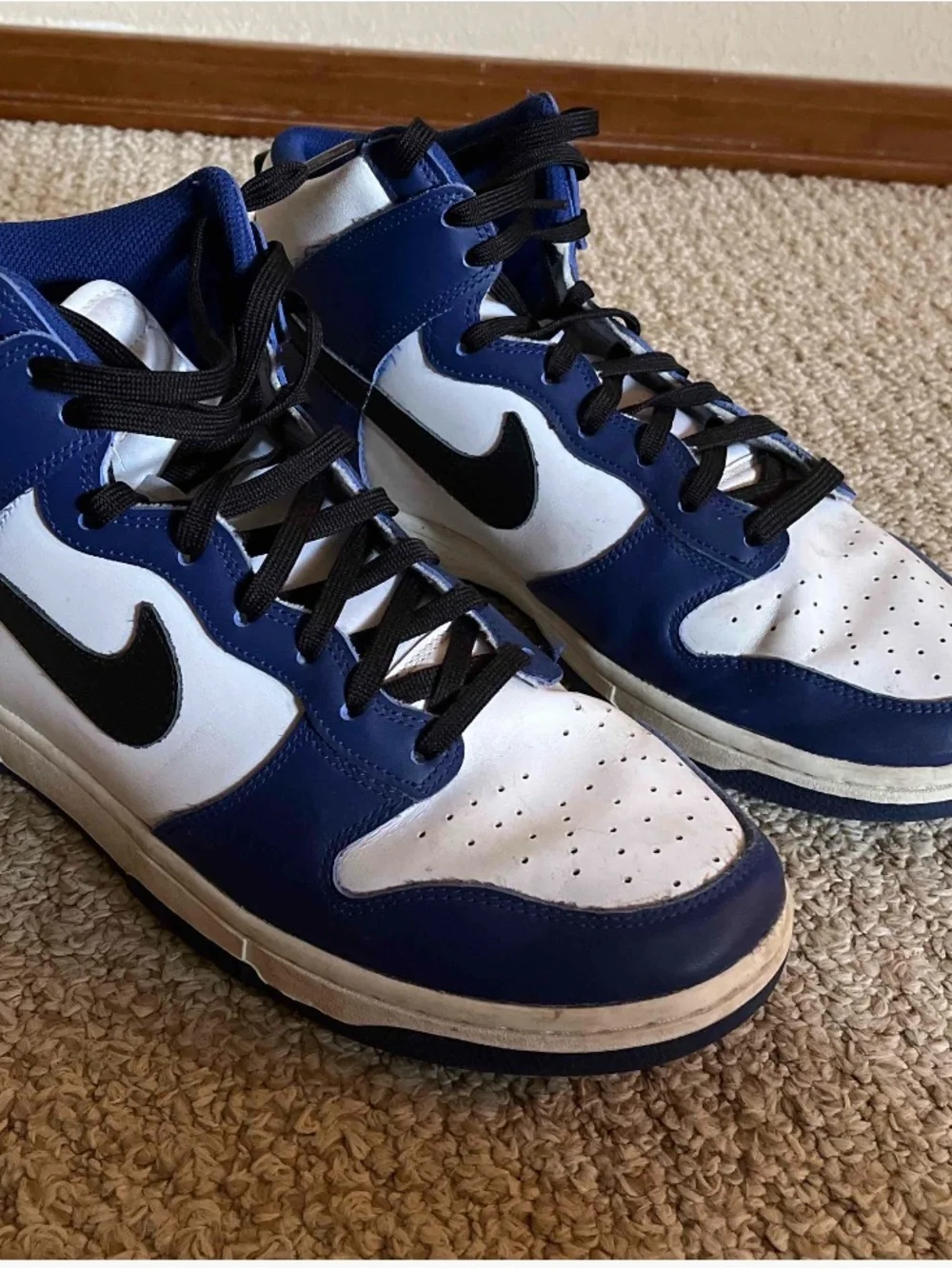 Nike AirForce One High-Top Sneakers in White, Navy, and Black